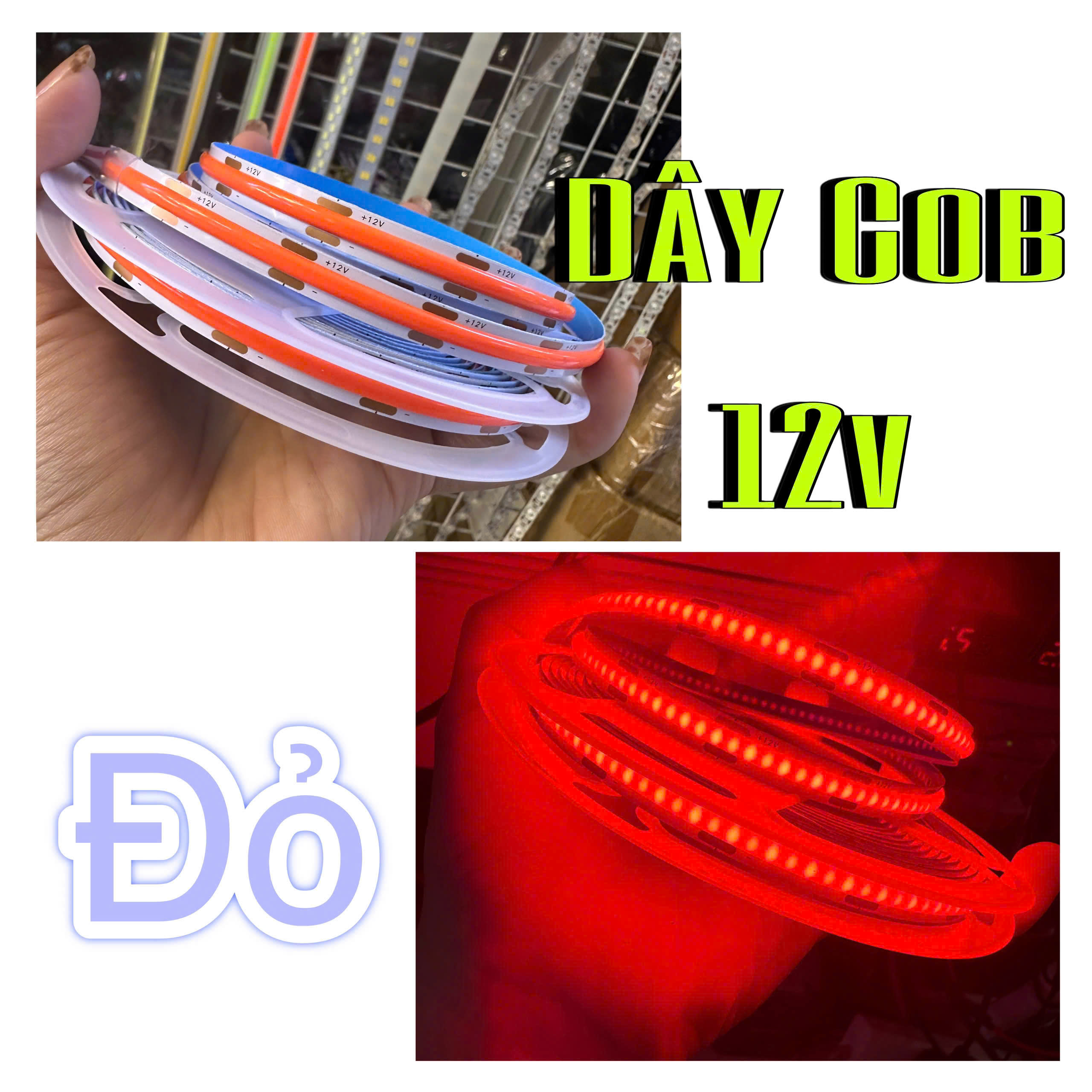 DÂY COB 12V ÄỎ DÂY COB 12V ÄỎ